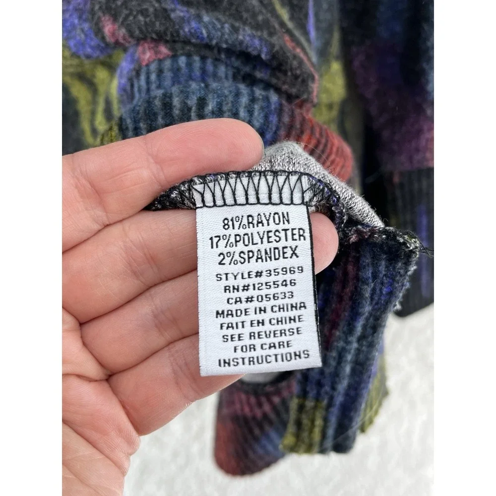 Habitat Women's Size Large Multicolor Sweater Knit Crew Neck Boxy Artsy Cozy